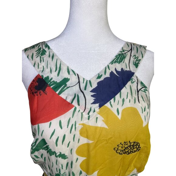 Girls From Savoy Anthropologie Size 4 100% Silk Dress Lined Primary Blooms Flora - Picture 7 of 9
